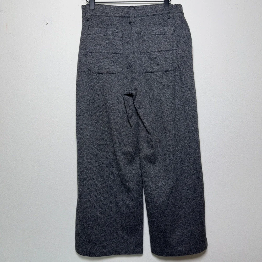 Wit & Wisdom Women Whitney Skyrise Knit Pants 8 Gray Herringbone Wide Leg